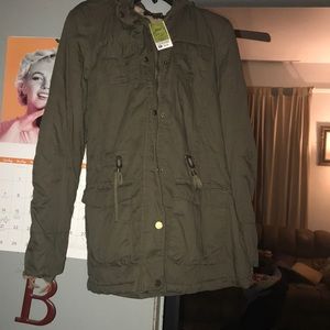 Olive green fur coat